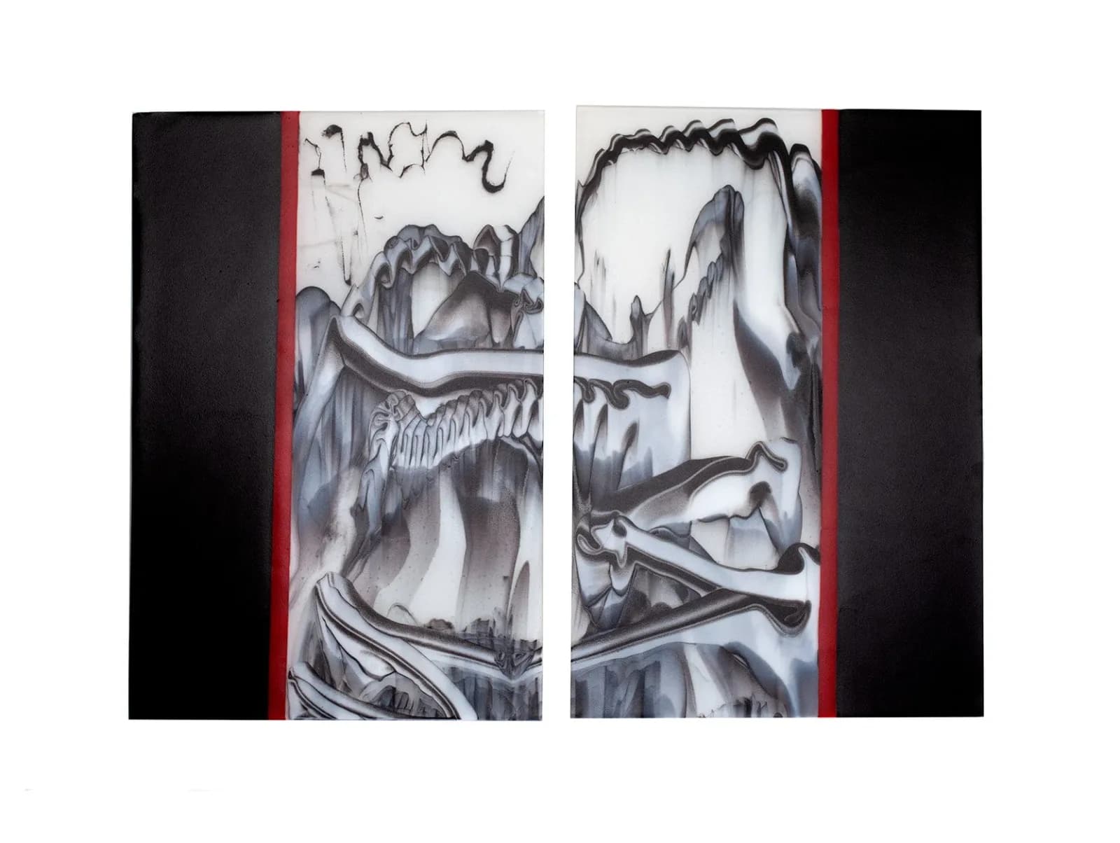Two-panel ink drawing depicting anatomical studies of a male torso and face with expressive line work.