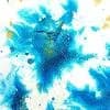 Abstract ink composition in blue and white with organic, diffused blooms and soft transitions.