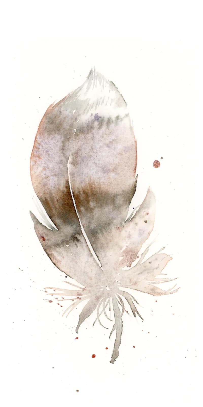 Watercolor botanical study of a closed flower bud rendered in soft earth tones and white.